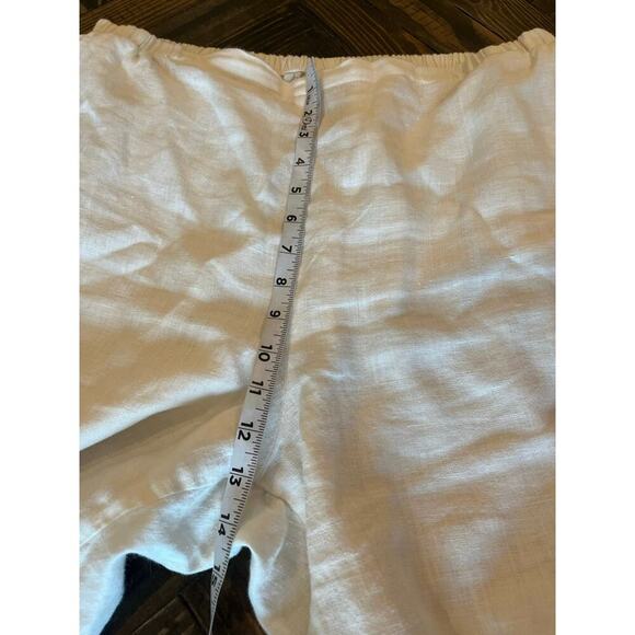 FLAX Thin White Linen Pants Large Elastic Waist Lagenlook Leg Pull On Beachy - Picture 7 of 12